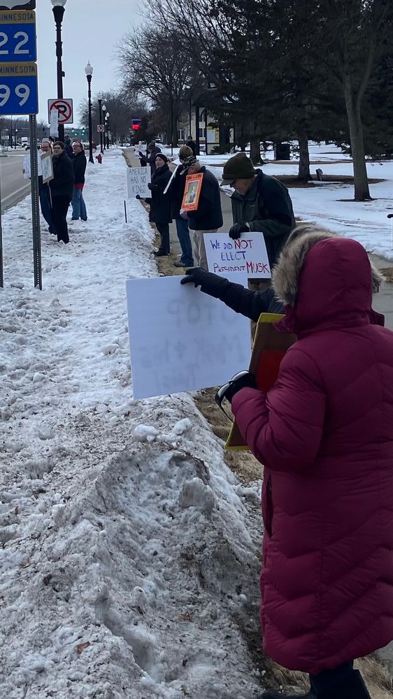 Local Indivisible chapter demonstrating along highway 169 in St. Peter, MN.