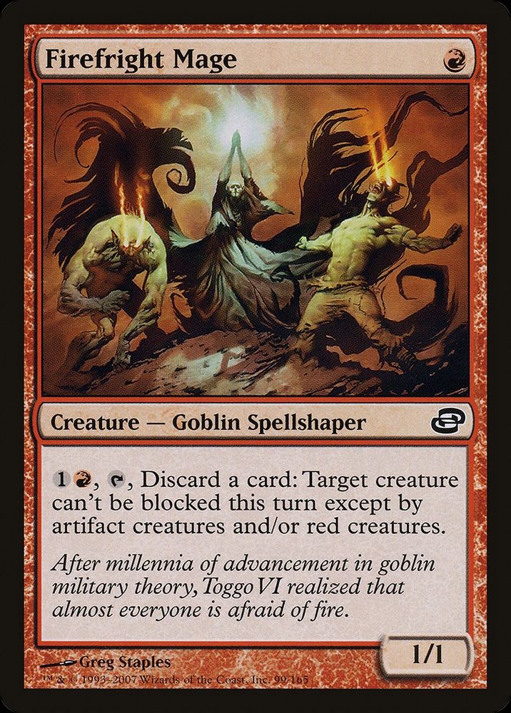 MTG card Firefright Mage. Art by Greg Staples.
