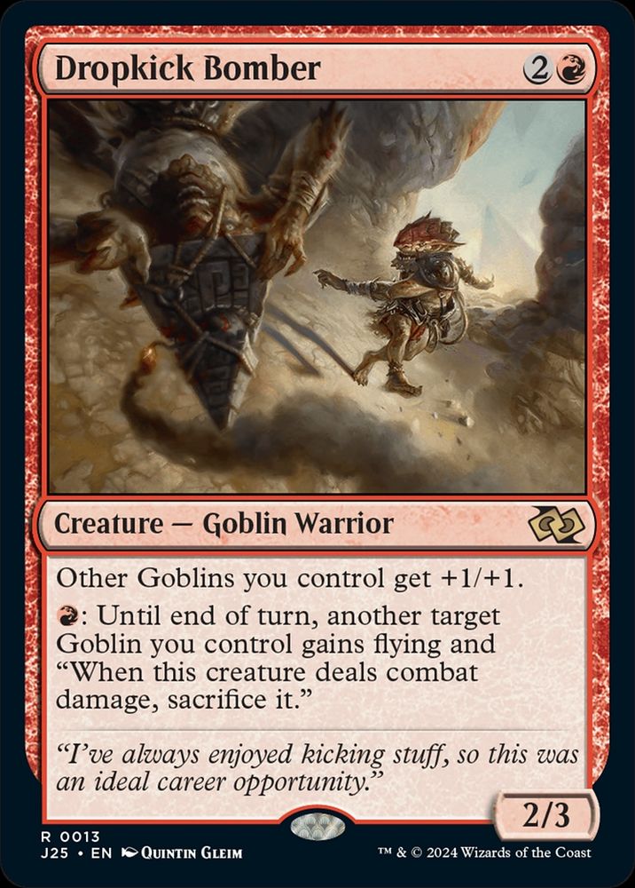 MTG card Dropkick Bomber. Art by Quintin Gleim.