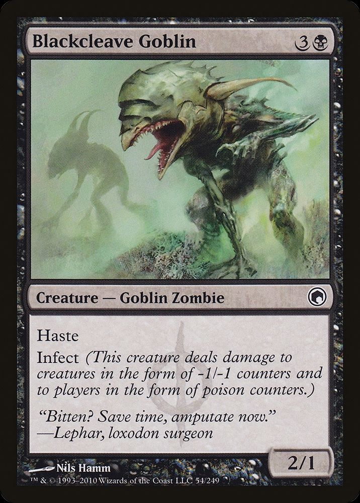 MTG card Blackcleave Goblin. Art by Nils Hamm.