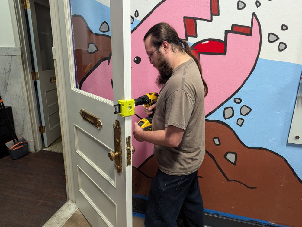 Lucas installing a lock