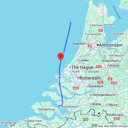 Map showing track of balloon PD7BOR-11