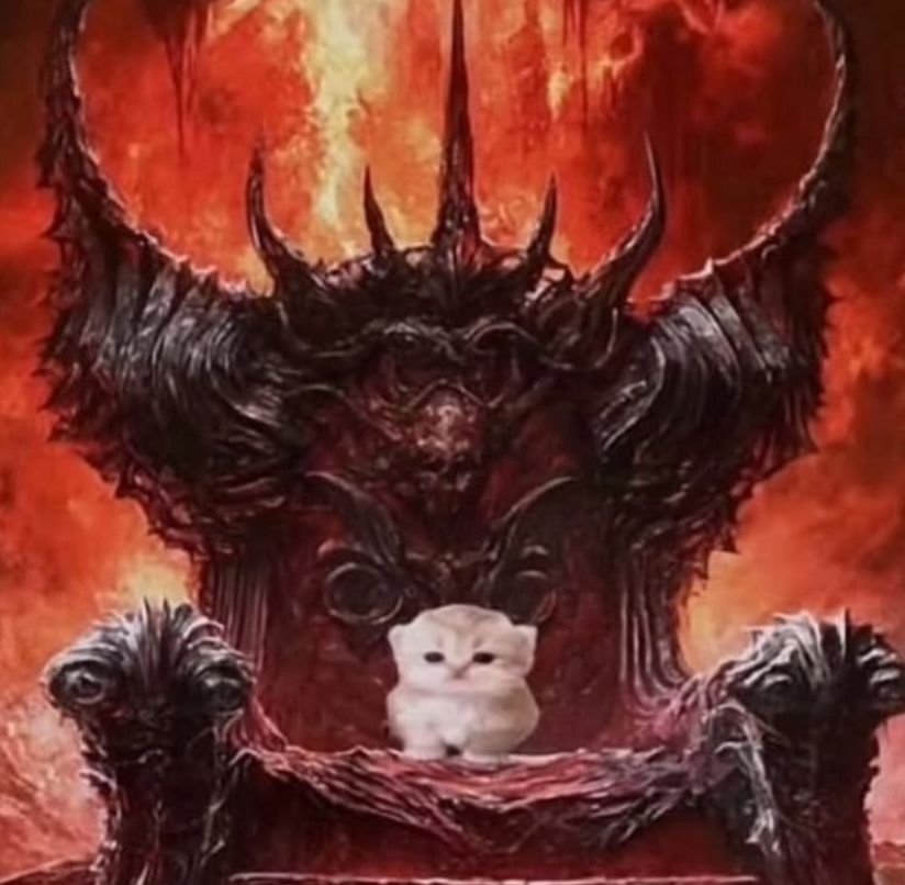 Adorable kitty overlord sitting on her demon throne✨