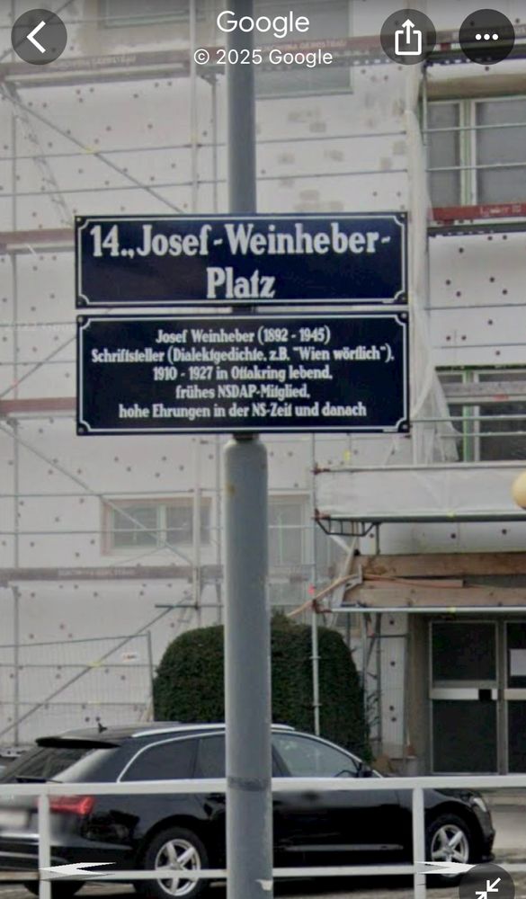 bild zeigt einen screenshot aus google maps mit belastetem strassen namen im 14. wiener gemeindebezirk