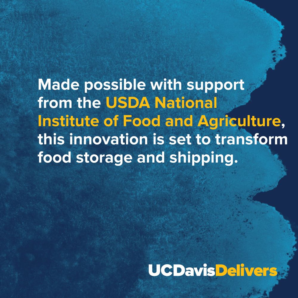 Slide saying: Made possible with support from the USDA National Institute of Food and Agriculture, this innovation is set to transform food storage and shipping.