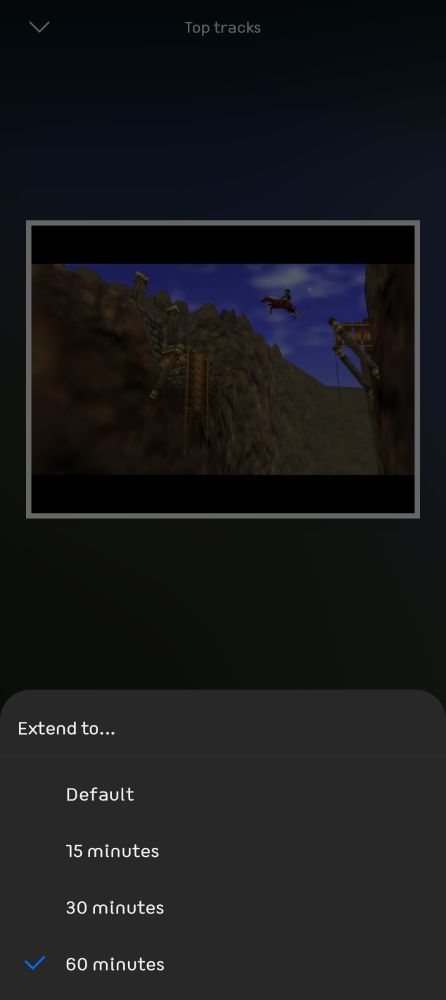 Gerudo Valley. Set to play on loop for 60 minutes in the nintendo music app