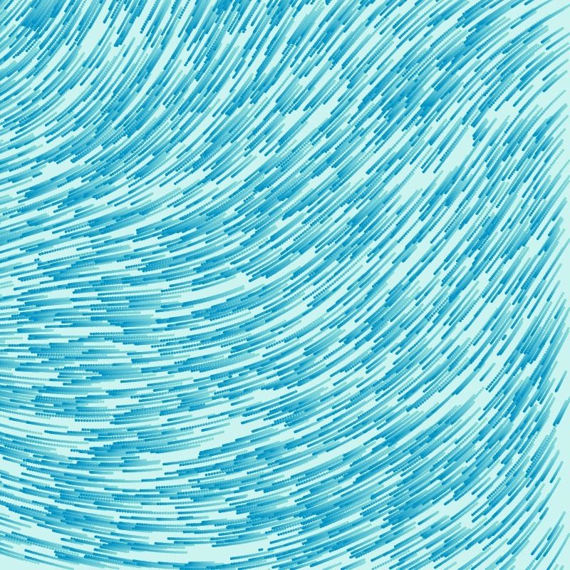 Flowing abstract composition in shades of blue, like quick-moving waves