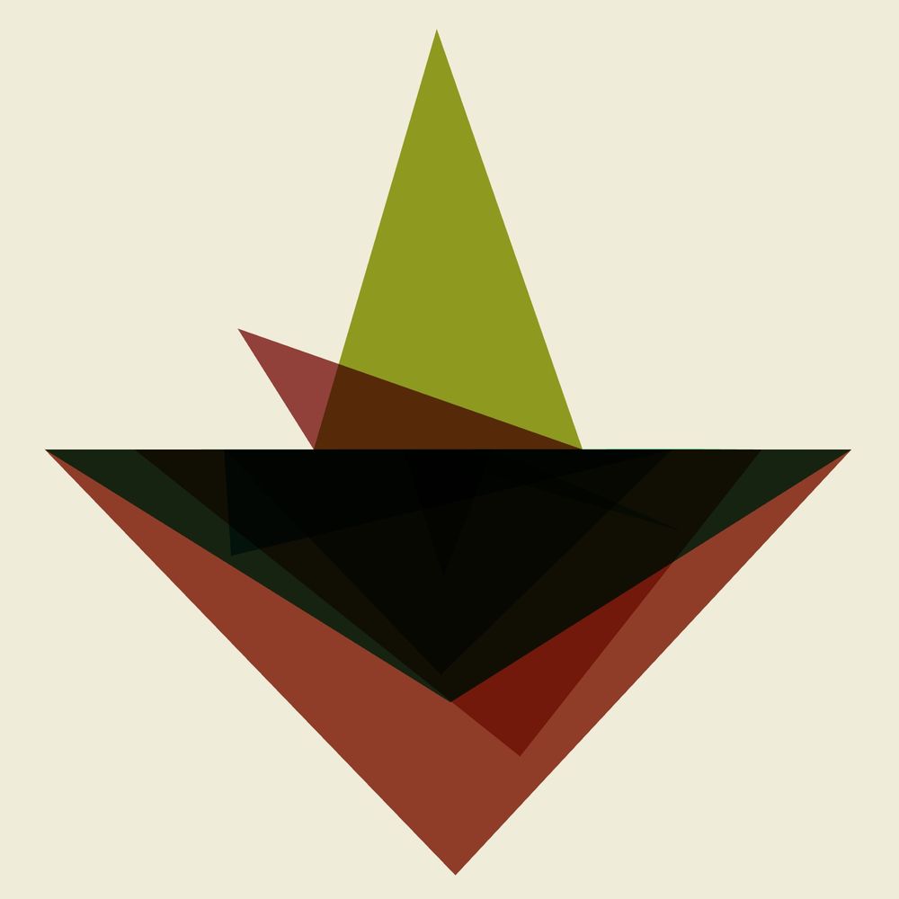 Bird-like or vegetable-like abstract composition made from triangles