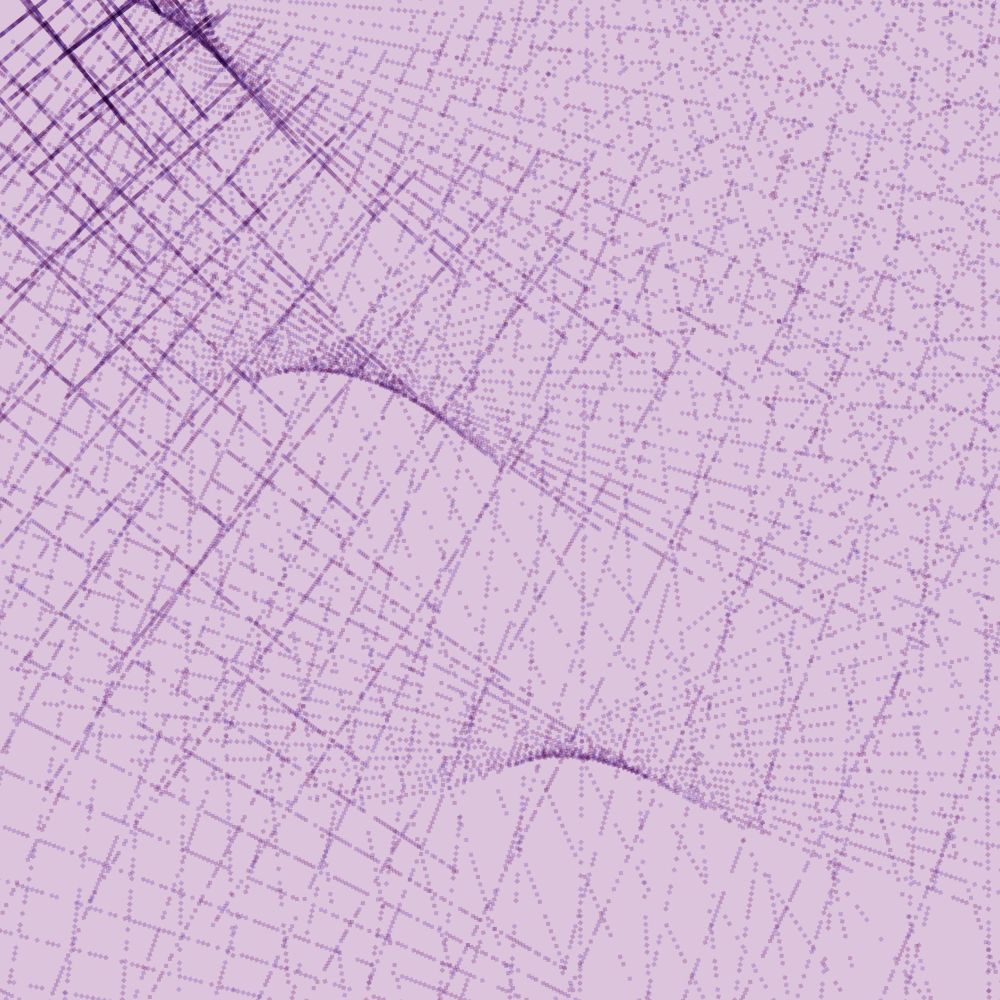 abstract composition of lines made from dots in purple