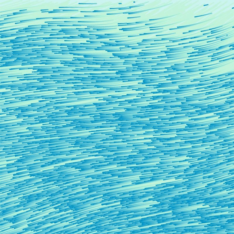 Flowing abstract composition in shades of blue, like quick-moving waves