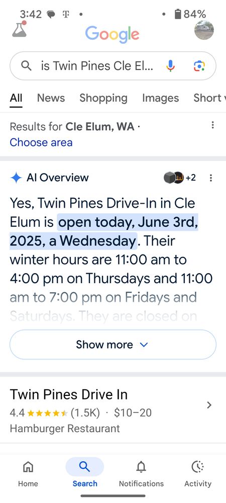 AI giving the wrong info & date.