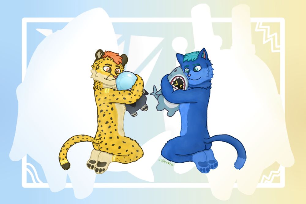 Cheetah and cat hugging bangboo 