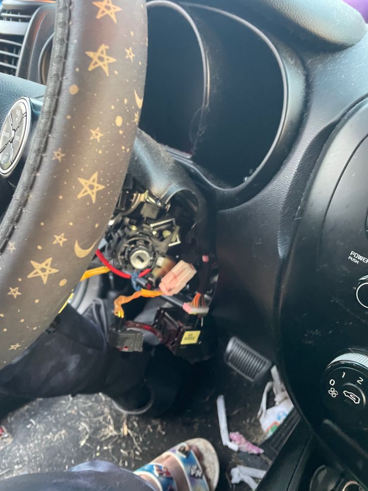 Tearing column busted open.