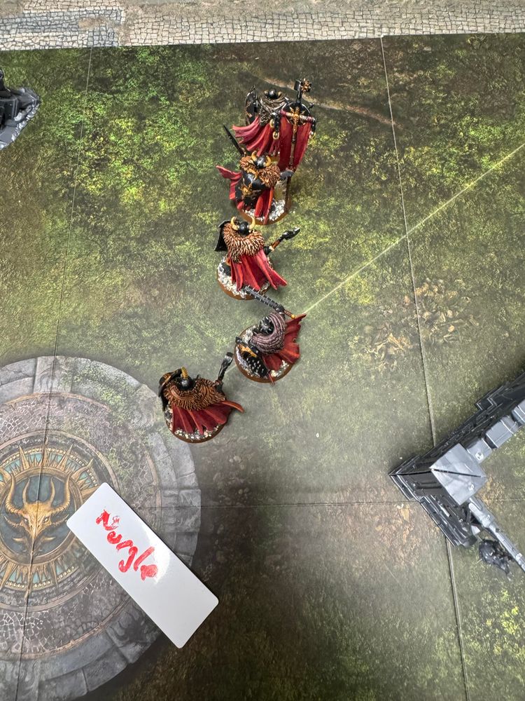 Five Chaos Warriors arranged as described in the post