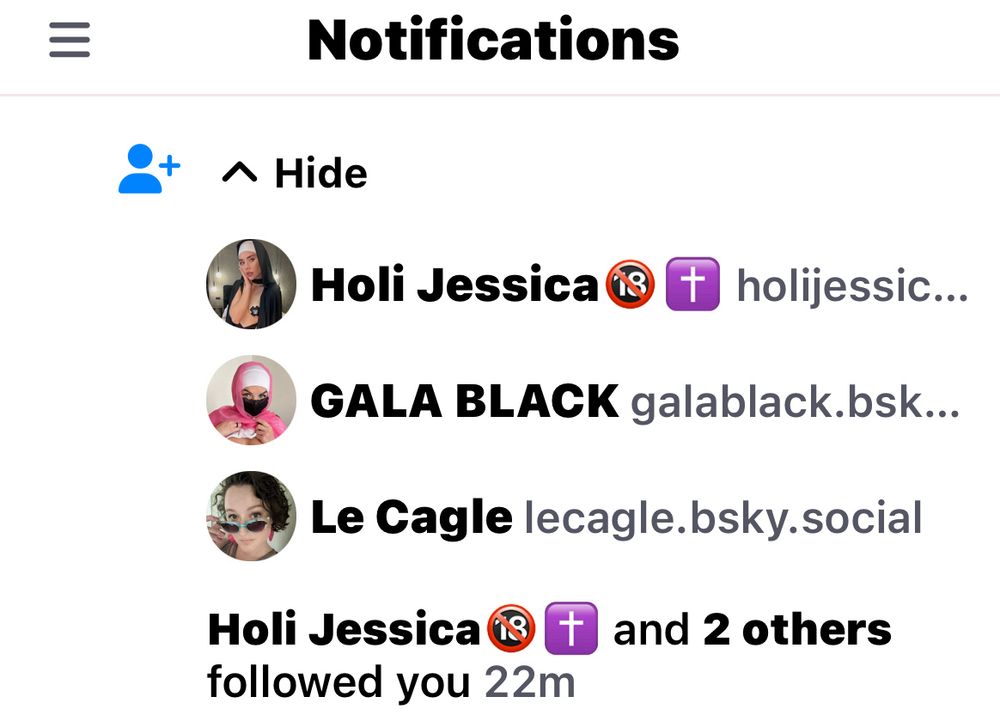 Le Cagle following me back (awesome) then I’m immediately followed back by two sexually explicit accounts with a similar kink.