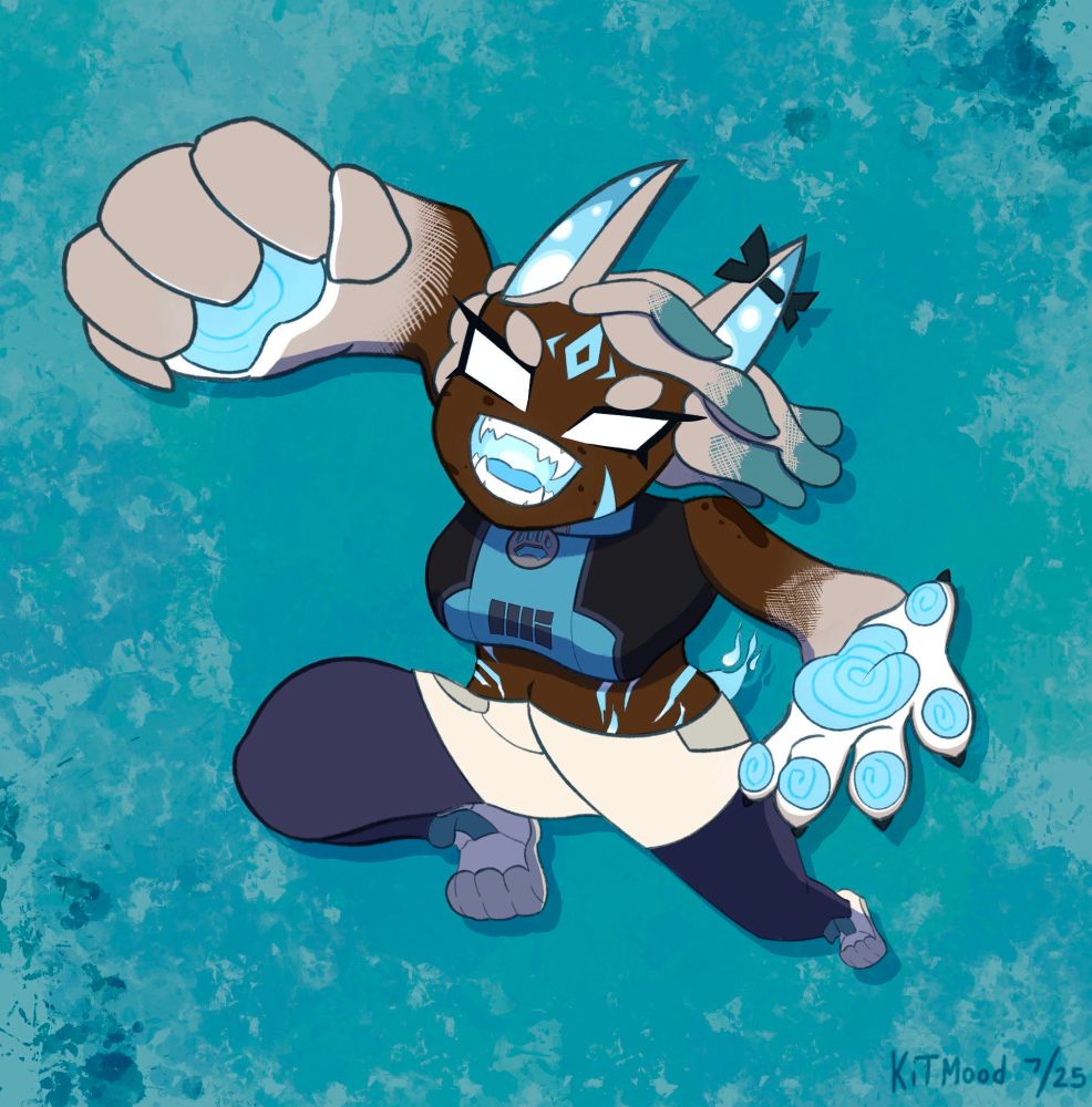 Dog girl jumping towards screen