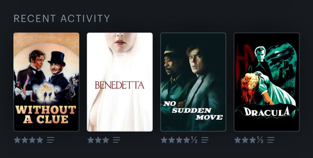 The Horror of Dracula
No Sudden Move
Benedetta
Without a Clue