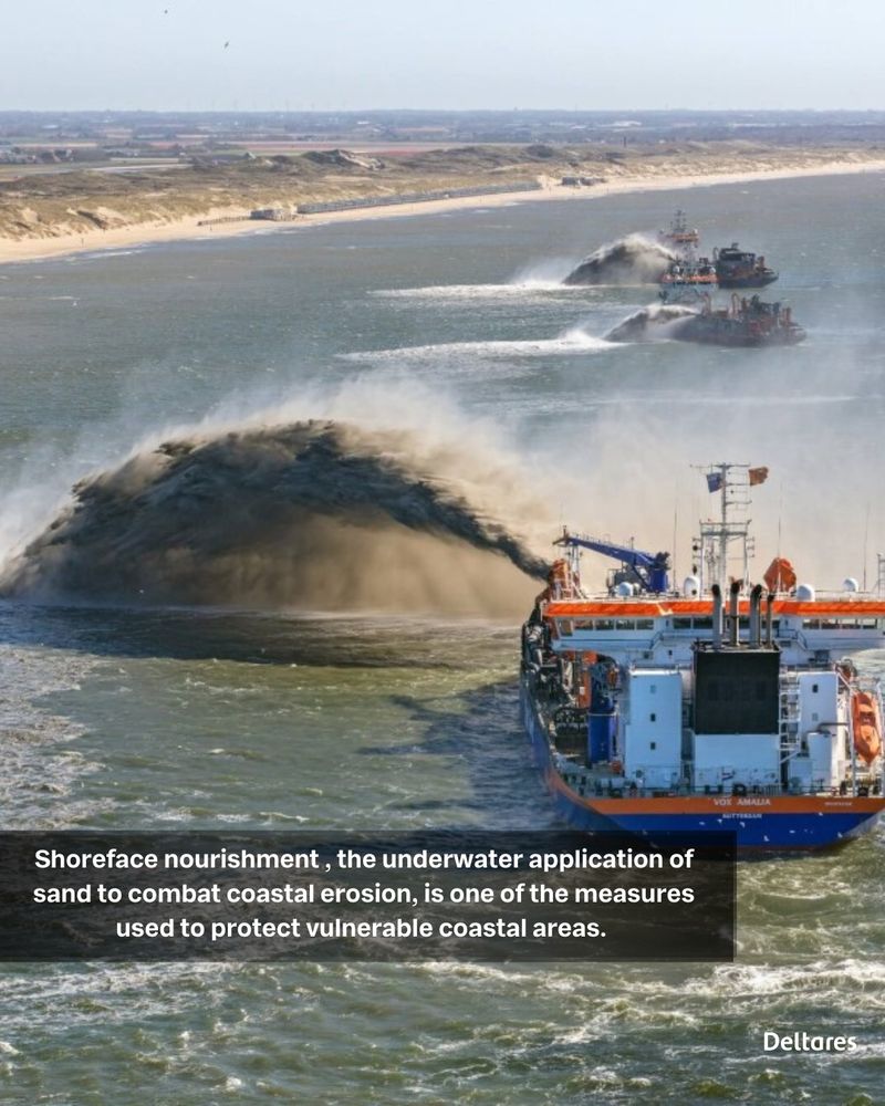 Shoreface nourishment , the underwater application of sand to combat coastal erosion, is one of the measures used to protect vulnerable coastal areas. 