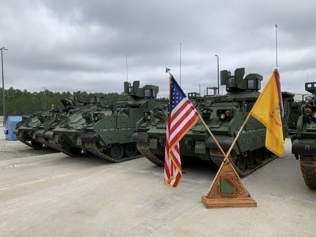 The 1st Armored Brigade Combat Team, 3rd Infantry Division, received the Armored Multi-Purpose Vehicle (AMPV), signifying the completion of the Army's First Unit Equipped for the platform. (Dan Heaton, Public Affairs, Next Generation Combat Vehicles Cross Functional Team)