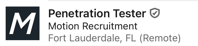 Job for a “Penetration Tester”