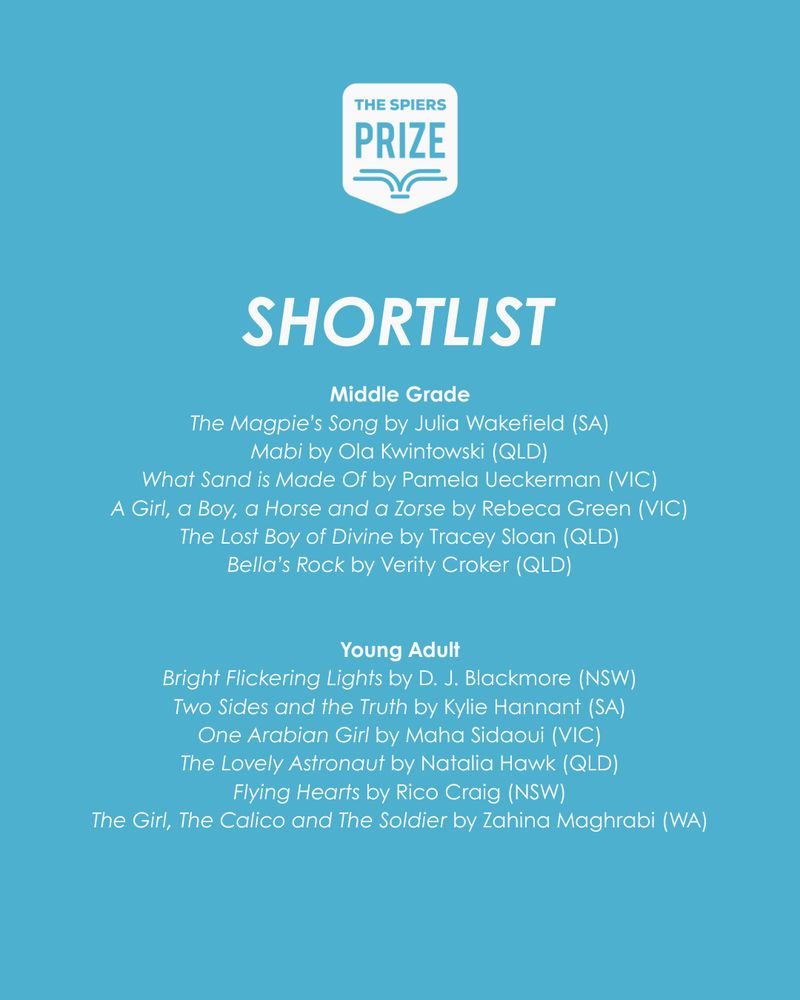 A list of middle grade and young adult shortlistees for the Spiers prize