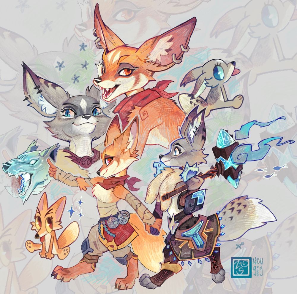 World of Warcraft chars, belonging to @toonasandwiches and their friend.

Two fox like characters taking a scroll while in different poses