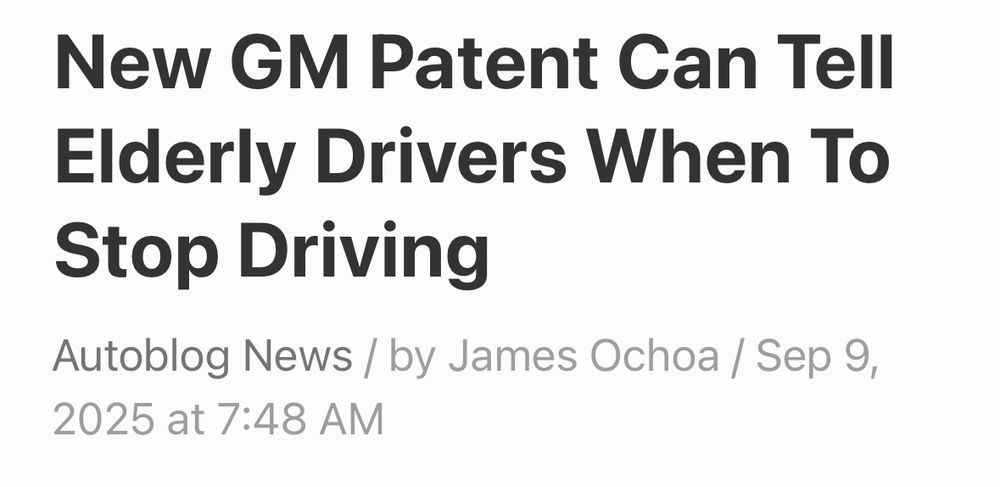 New GM Patent Can Tell Elderly Drivers When To Stop Driving
Autoblog News / by James Ochoa / Sep 9, 2025 at 7:48 AM