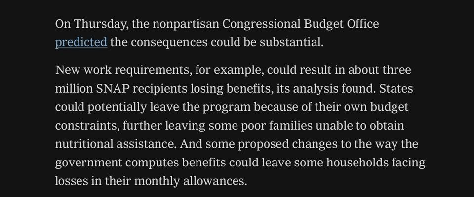 NY Times coverage of the omnibus bill, explaining how millions would lose access to food.