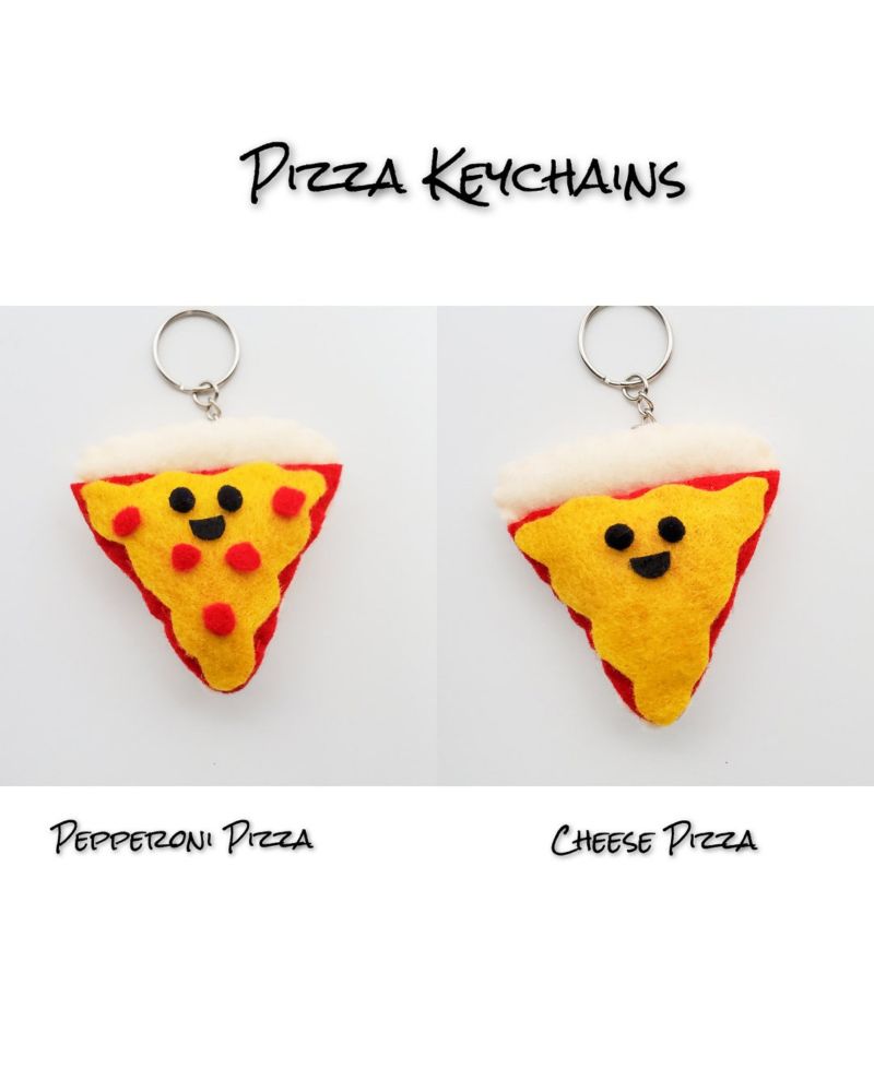 Food Themed Felt Keychains Hotdog Watermelon Croissant Pastry Cheese or Pepperoni Pizza Cookie Keychains - Etsy