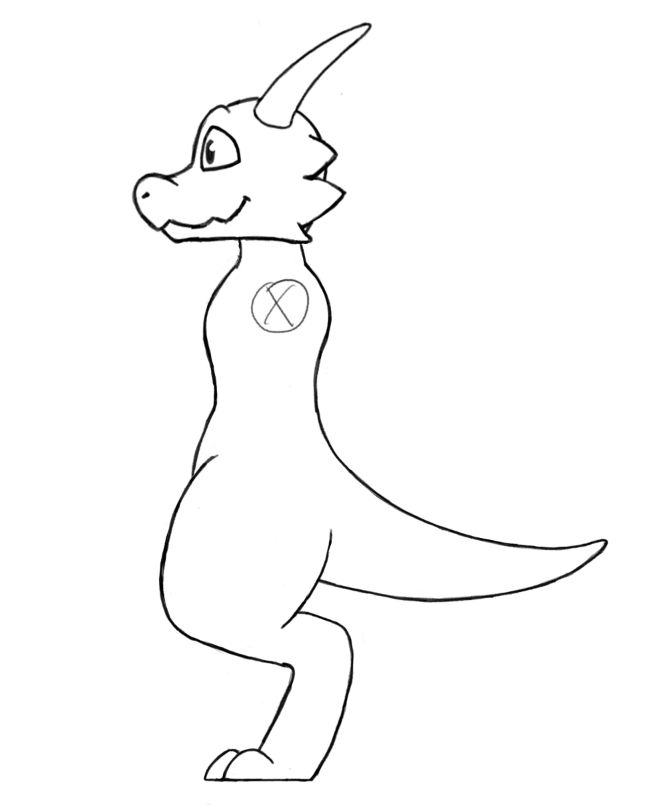 WIP side view of Zynth the purple kobold