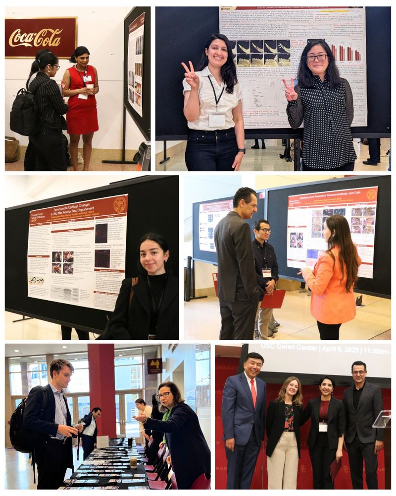 A collage of pictures from Ostrow Research Day 2025 with presentation winners, poster presentations, and groups of people at the academic research conference hosted by the Herman Ostrow School of Dentistry of USC