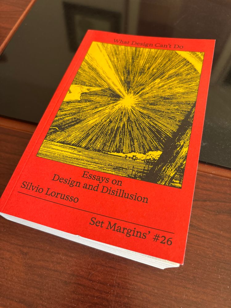 Photo of Silvio Lorusso’s book ‘Essays on Design and Disillusion’ sitting on my coffee table 