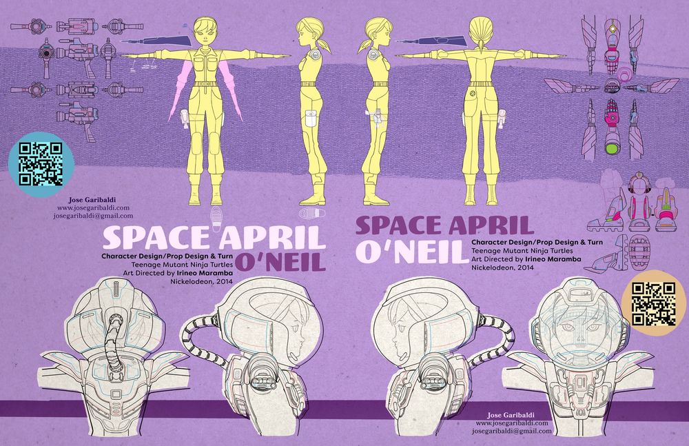 Character Design by Jose Garibaldi for Nickelodeon’s 2012 TMNT series. April O’Neil in her space outfit for Season 4
