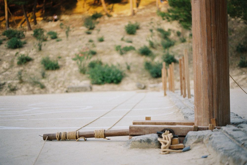 Close-up of the ancient starting mechanism in Nemea