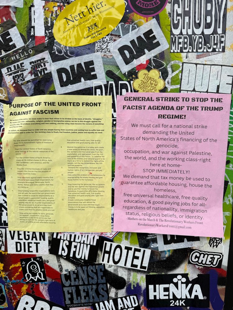 Two posters calling for a general strike. See the other images for full text