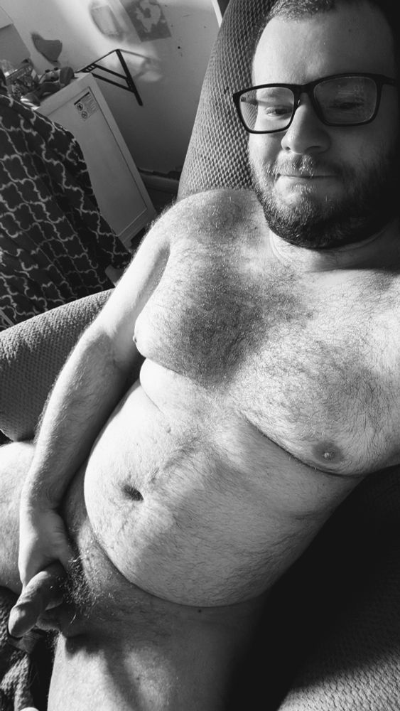 A Cub post release lounging in his recliner black and white edition!