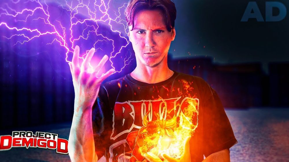 Dawko looking angry with his shirt on hire and summoning purple lightning out of his hand