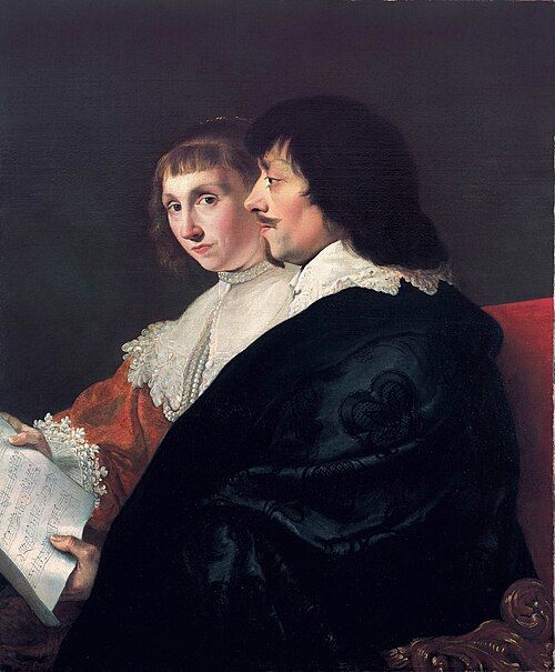 Portrait of Constantijn Huygens and his wife Susanna by Jacob van Campen, c. 1635