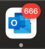 Outlook icon show 666 unread messages