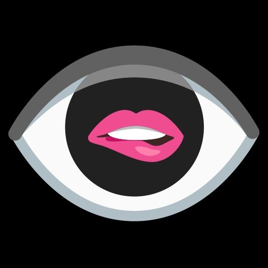 Combination of the eye emoji and the biting lip emoji, which acts as the pupil of the eye emoji