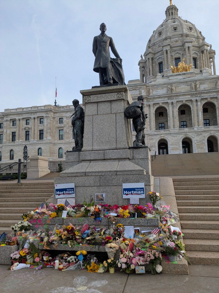 Memorial in front of the Minnesota State Capitol for Melissa and Mark Hortman.