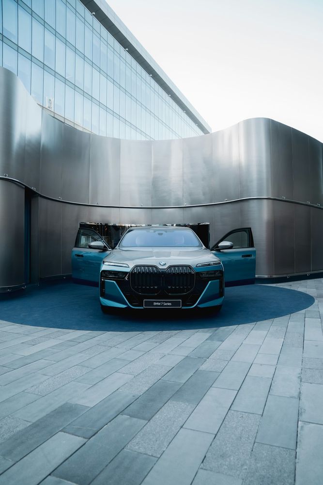 wide BMW -M Series light metallic blue -silver.