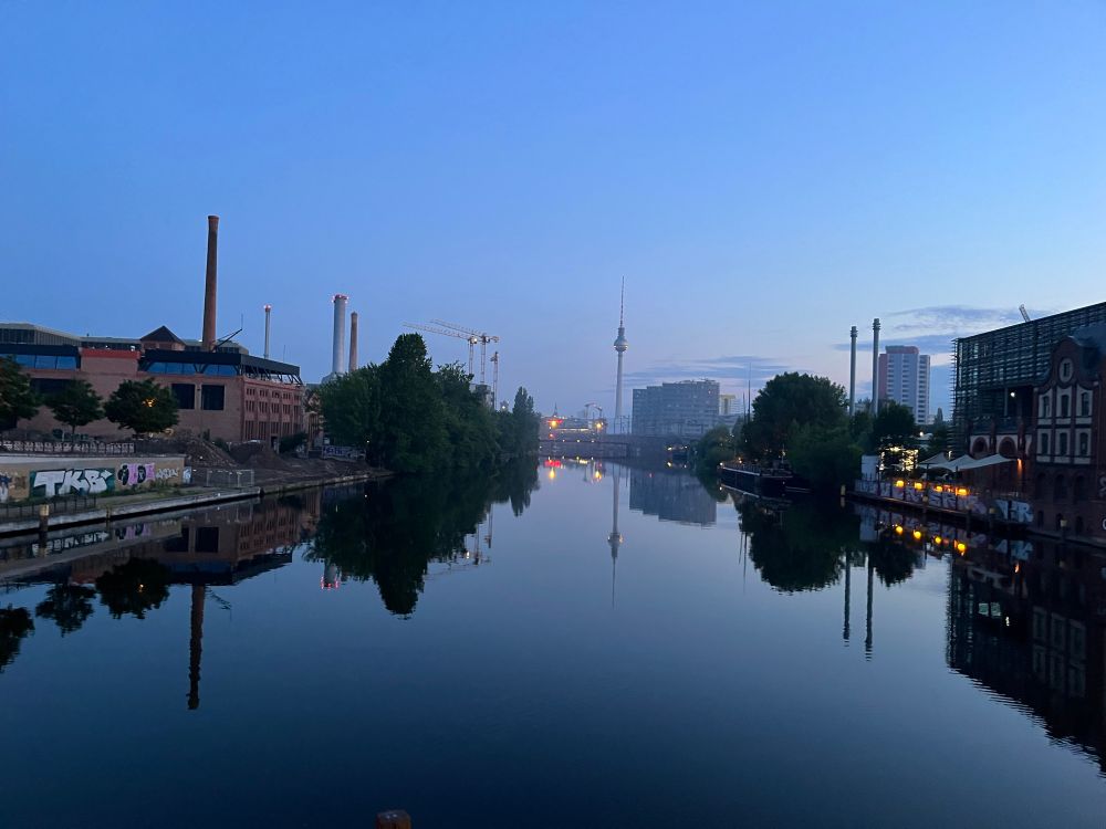 view towards the Spree and Berlin TV tower from Schillingbrücke