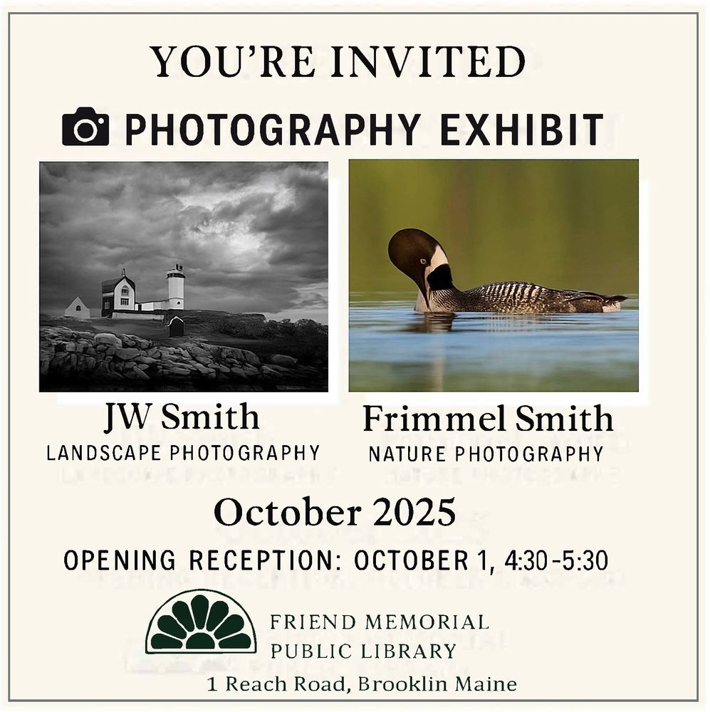 Poster advertising a photography show in Brooklin, Maine