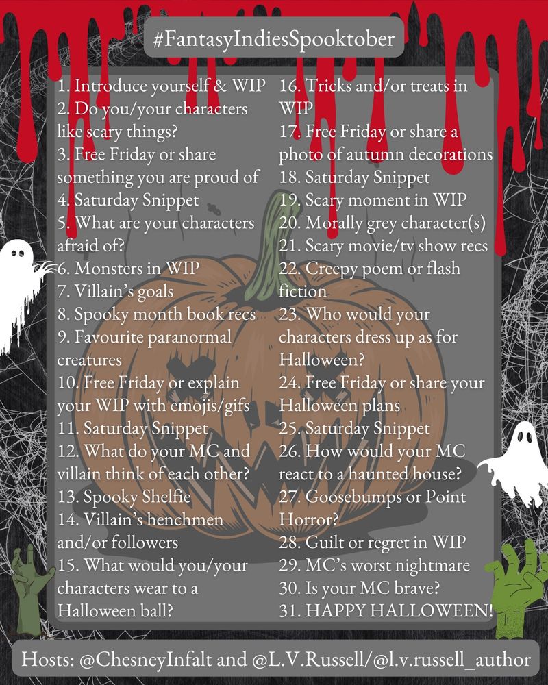 Fantasy indies Spooktober with each day of the month listed with its theme. Today is the seventh, and the theme is villain's goals.