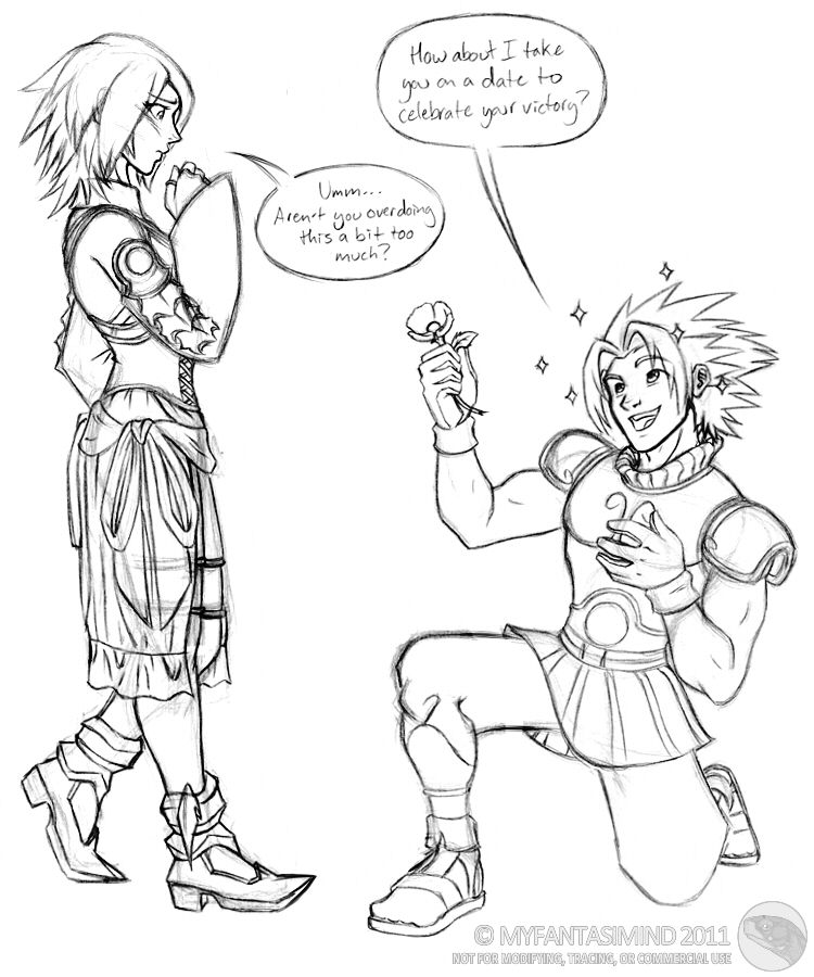 Aqua and Zack parodying the photo shown in Disney's Tarzan, but to which they quote:

Zack - How about I take you on a date to celebrate your victory?

Aqua - Ummm... Aren't you overdoing this a bit too much?
