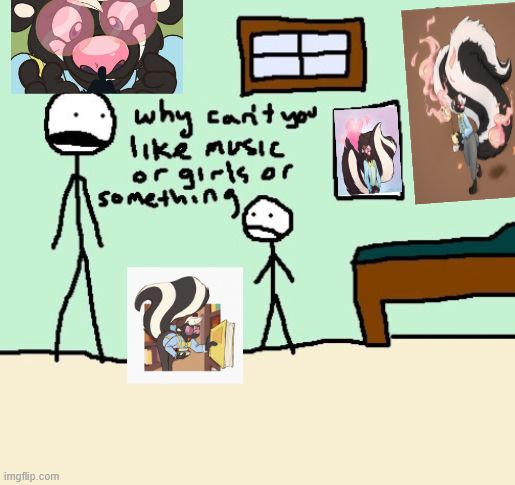 Character bitcrushed to all hell is Oreo, the librarian skunk.