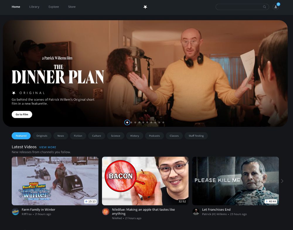 Screenshot of the Nebula homepage