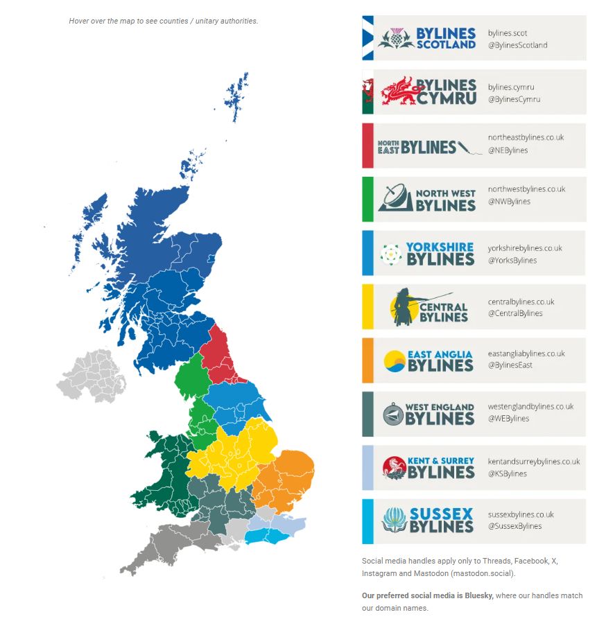 Map of the Bylines Network