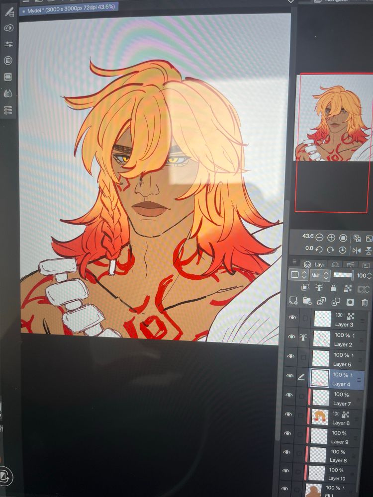 a headshot bust of mydeimos from honkai star rail. 